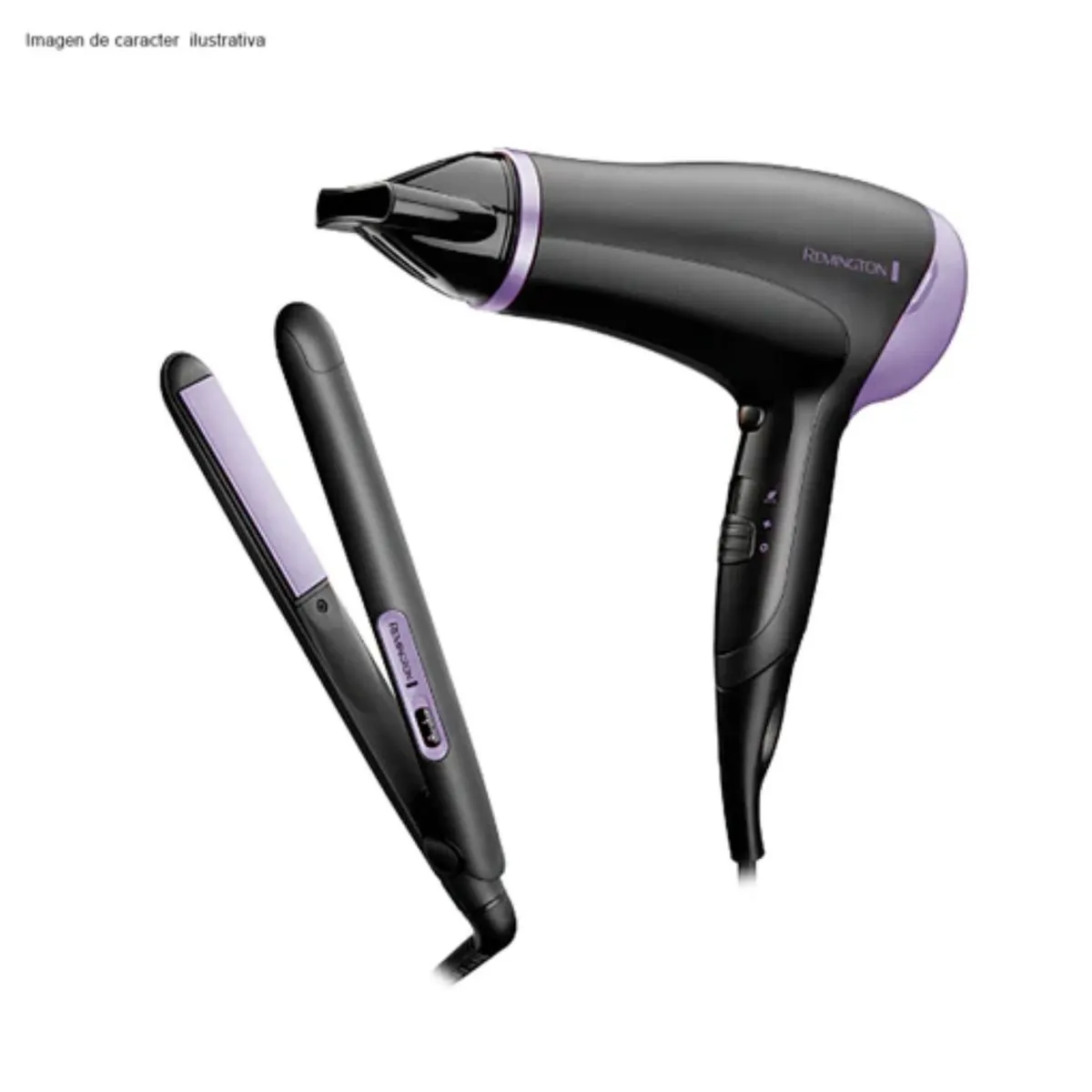 COMBO REMINGTON SECADOR + PLANCHA NEGRO/MORADO